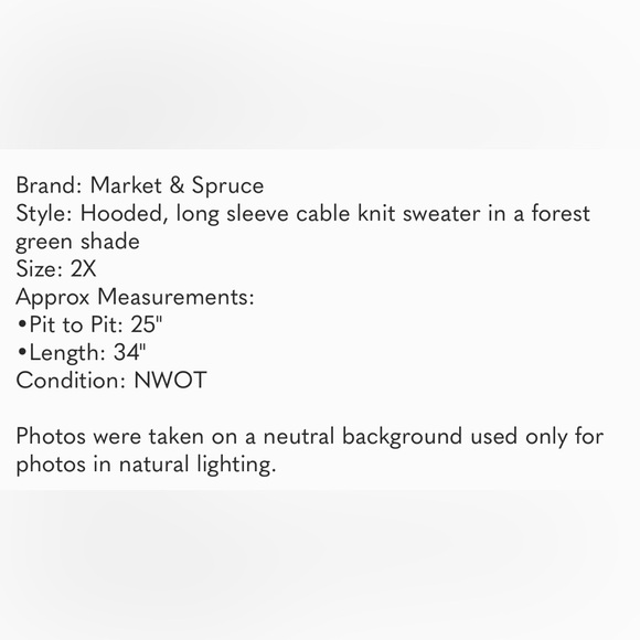Market & Spruce Afon Hooded Cable Knit Sweater Size 2X Forest Green - Picture 8 of 8